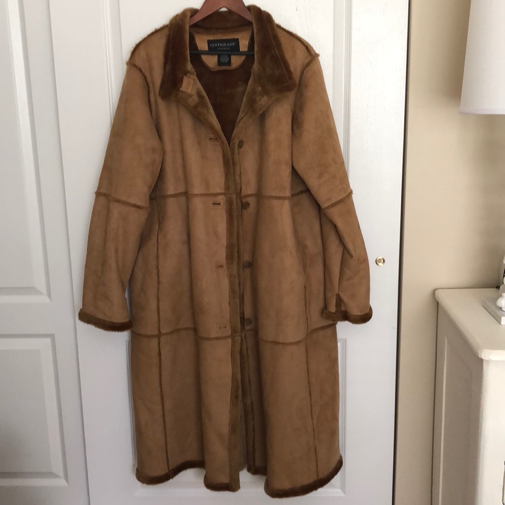 Centigrade Faux Shearling Long Coat XL